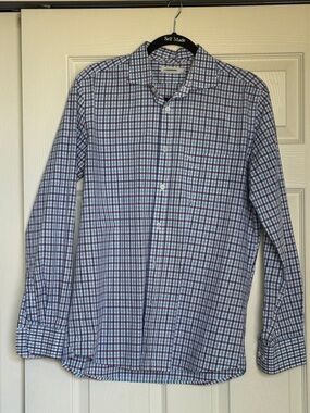 J. Lindeberg Light Blue and Burgundy Checked Dress Shirt